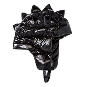 Black Puffer Dinosaur-Inspired Trapper Hat For Kids With Spikes & Adjustable Str